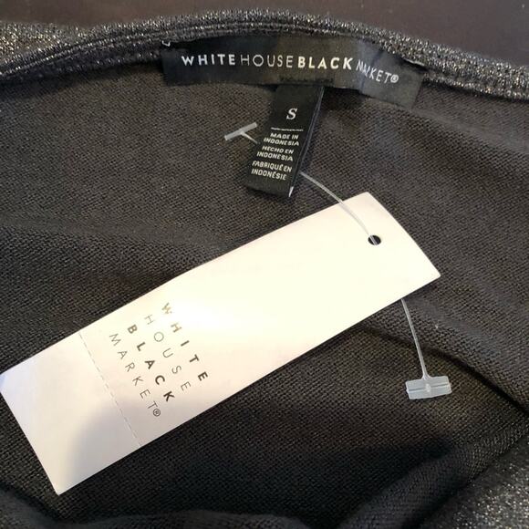 WHBM black silver metallic drape neck knit top size Small NWT - Picture 6 of 11